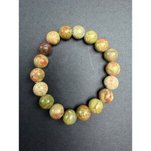 Natural Unakite Stretch Bracelet 10mm Beads Stone Crystal 6" Healing